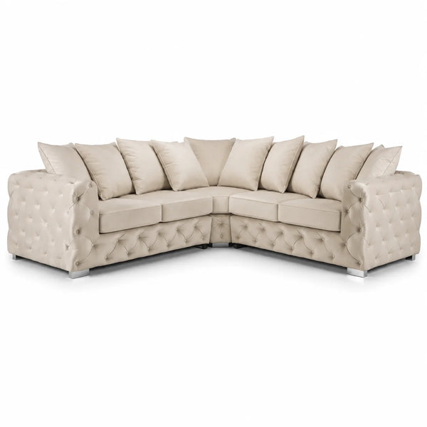 Ashton 5-Seater Corner Sofa | Beige Buttoned Arms | Choose Colours