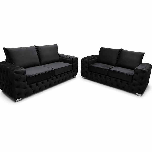 Ashton 3+2 Seater Sofa Set | Black Plain Cushions | Choose Colours