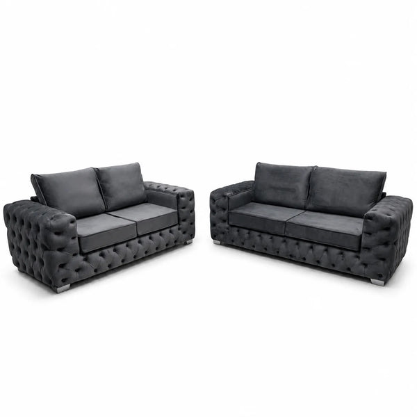 Ashton 3+2 Seater Sofa Set | Black Compact Design | Choose Colours