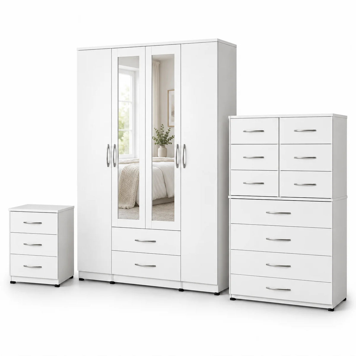 Coordinated 4-Door Wardrobe Complete Set | Choose Colours