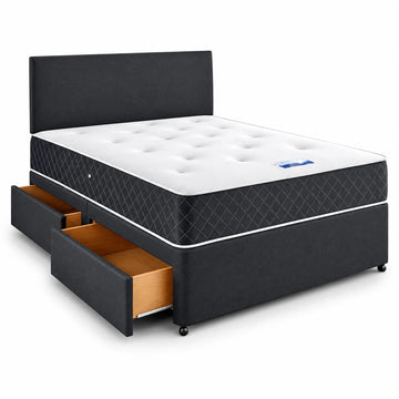 Divan Bed | Flat Panel Headboard | Charcoal | Choose Sizes, Colours & Fabrics