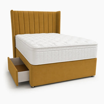 Divan Bed | Wing Panel Line | Mustard | Choose Sizes, Colours & Fabrics