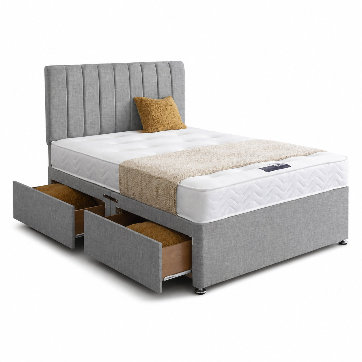Panel Line Divan Bed Base with Optional  Storage | Modern Upholstered Design | Bedroom Bliss