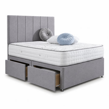 Panel Line Divan Bed | Upholstered Base with Mattress & Storage Options