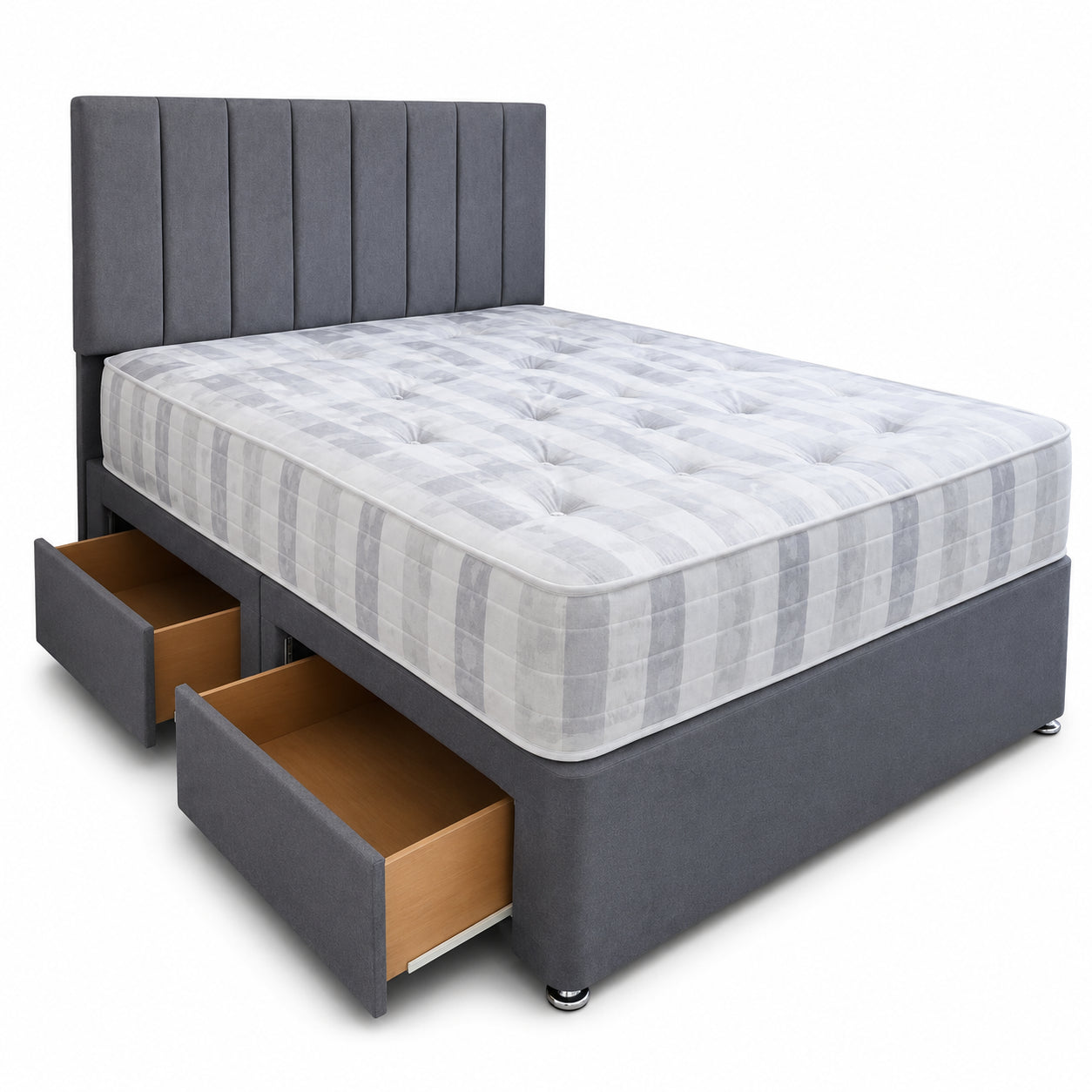 Panel Line Divan Bed Base with Optional; Storage | Upholstered Divan Frame | Bedroom Bliss (Copy)