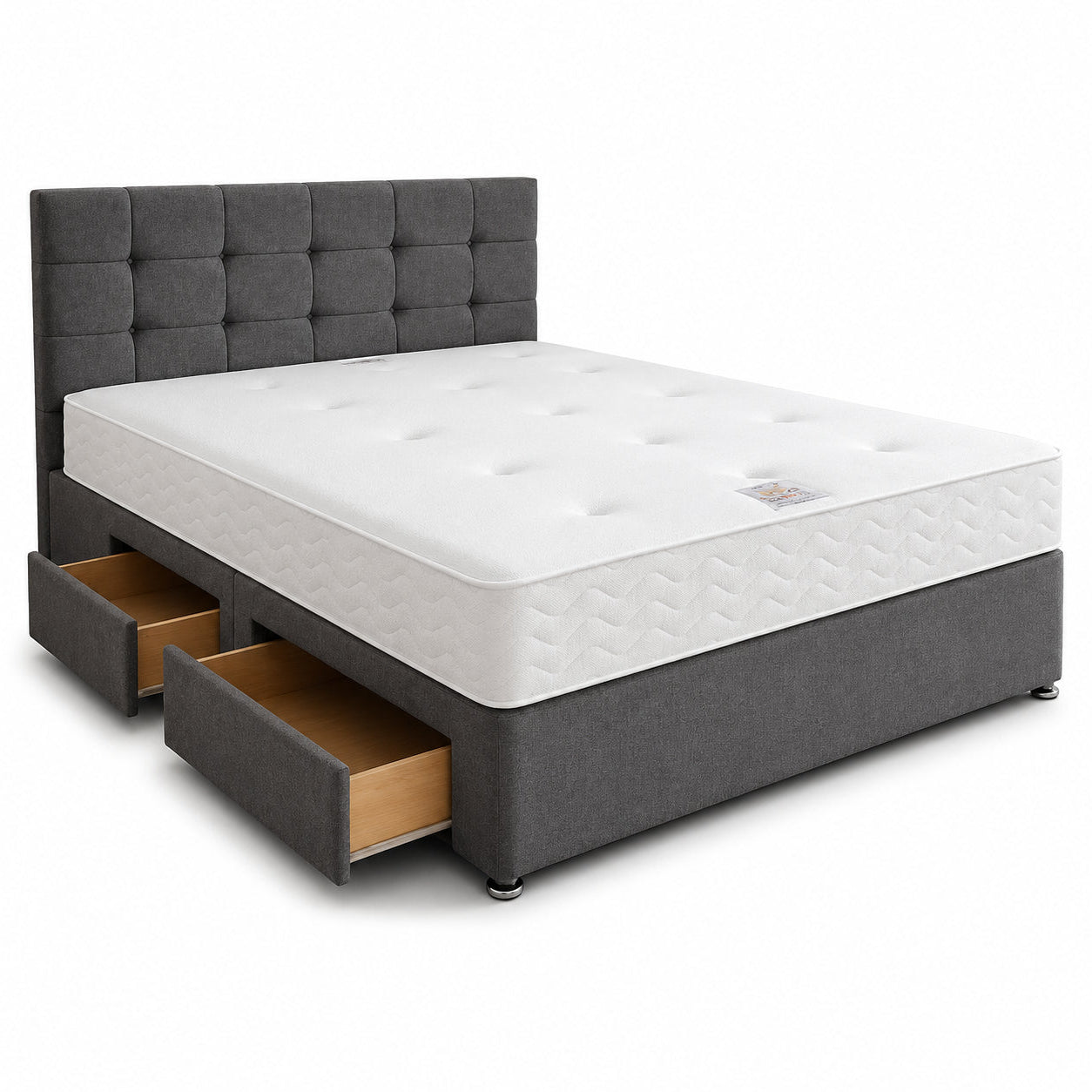 Chesterfield Button-Tufted Divan Bed Set | Upholstered Headboard with Mattress & Storage Options