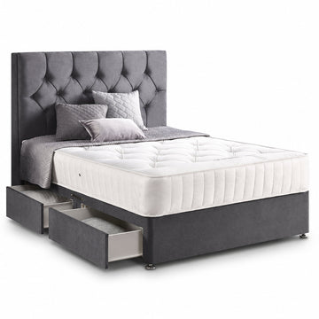 Chesterfield Upholstered Divan Bed Set with Button-Tufted Headboard