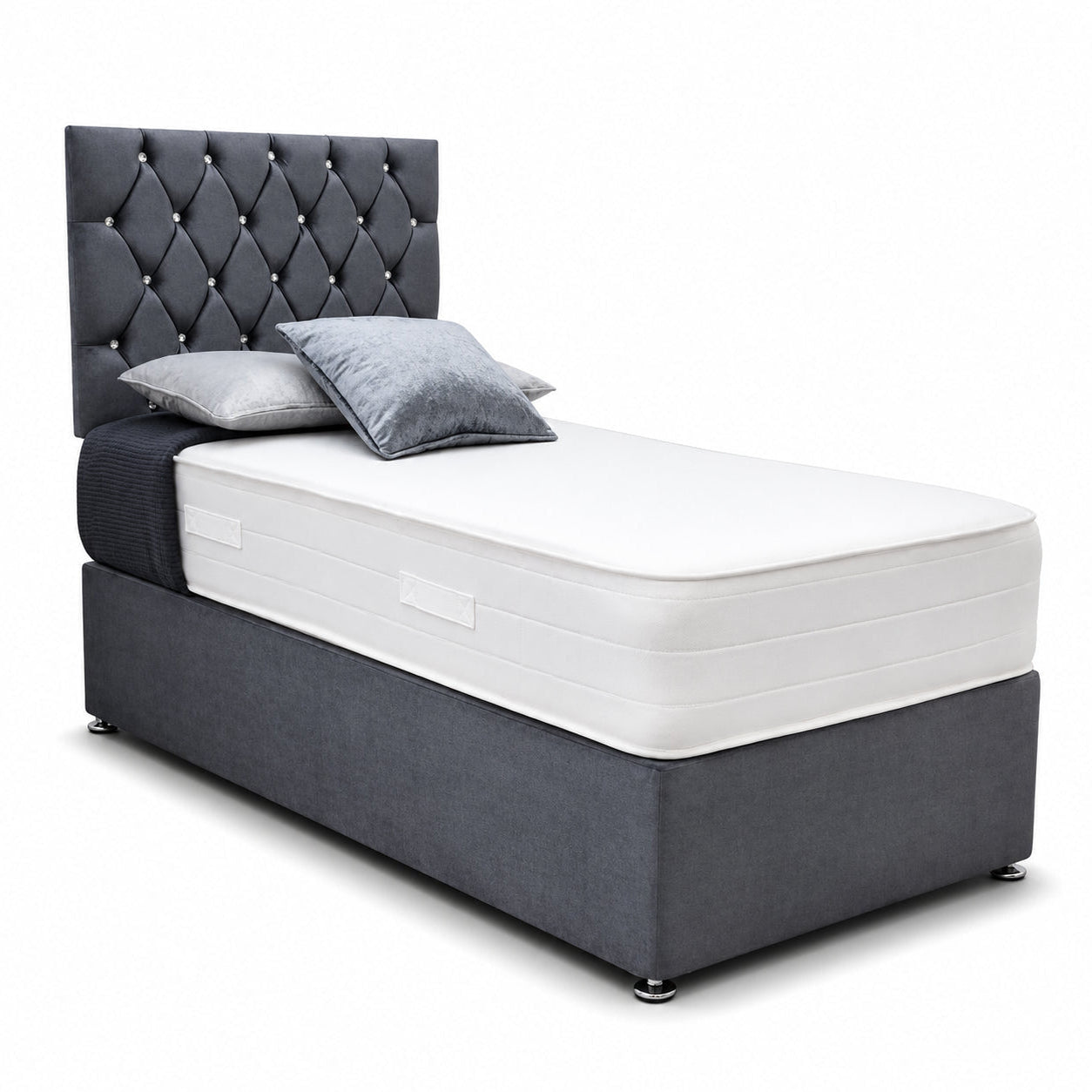 Chesterfield Button-Tufted Divan Bed | Fabric, Mattress &amp; Storage Options
