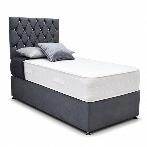 Divan Bed | Chesterfield | Grey | Single | Choose Colours & Fabrics