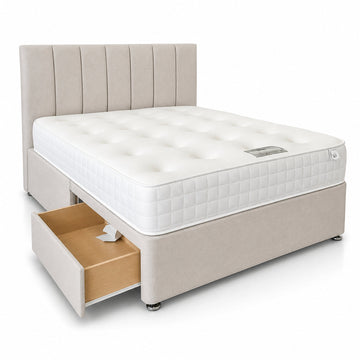 Panel Line Divan Bed Base with Optional; Storage | Upholstered Divan Frame | Bedroom Bliss
