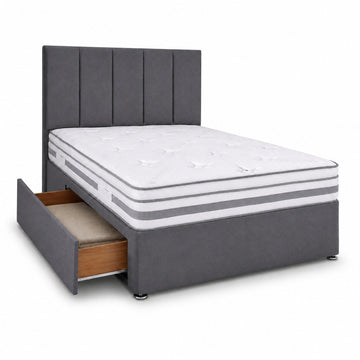 Panel Line Divan Bed Base with Optional; Storage | Upholstered Divan Frame | Bedroom Bliss (Copy) (Copy)