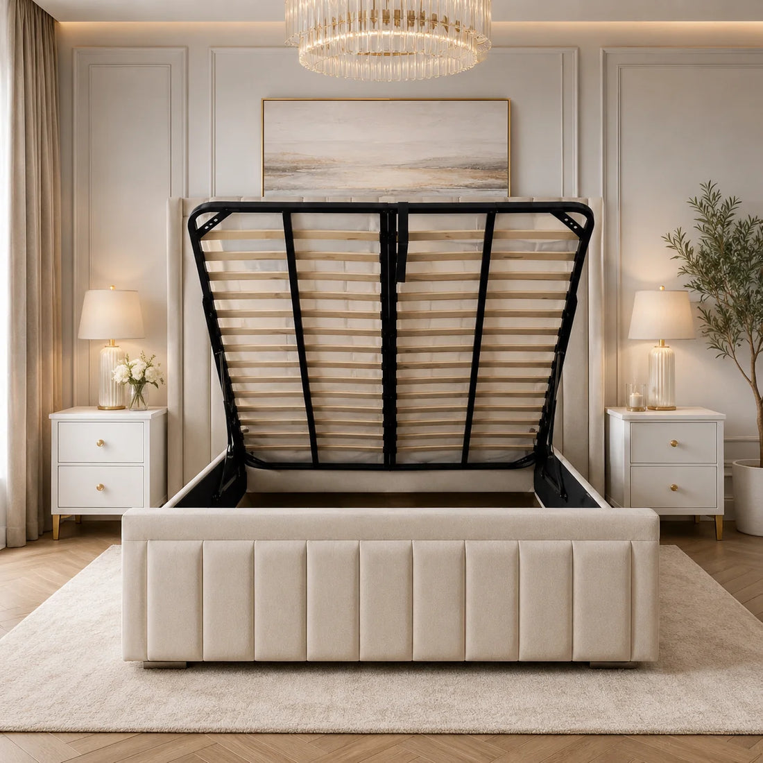 Luxury Bed With Gaslift Storage