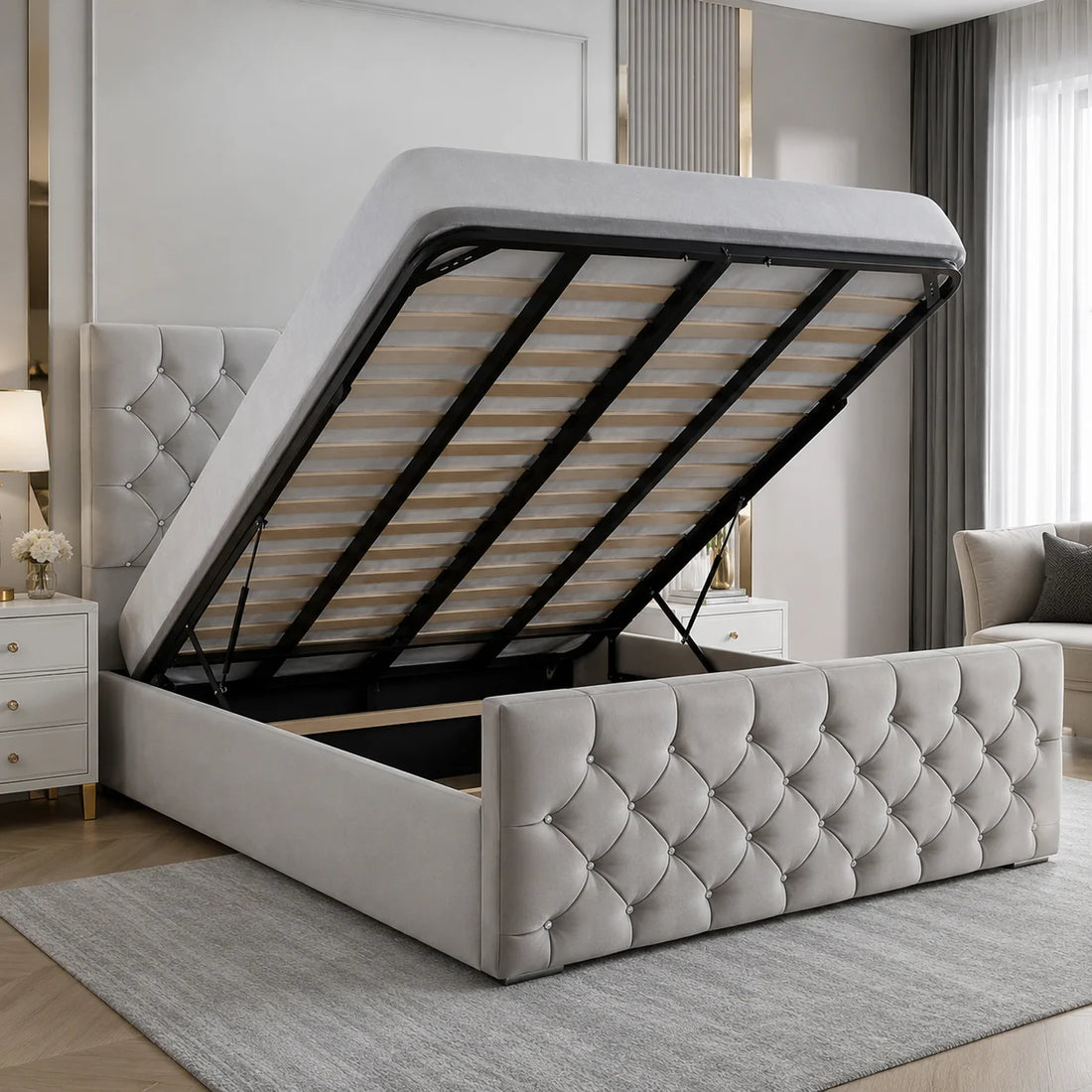 Luxury Bed With Gaslift Storage