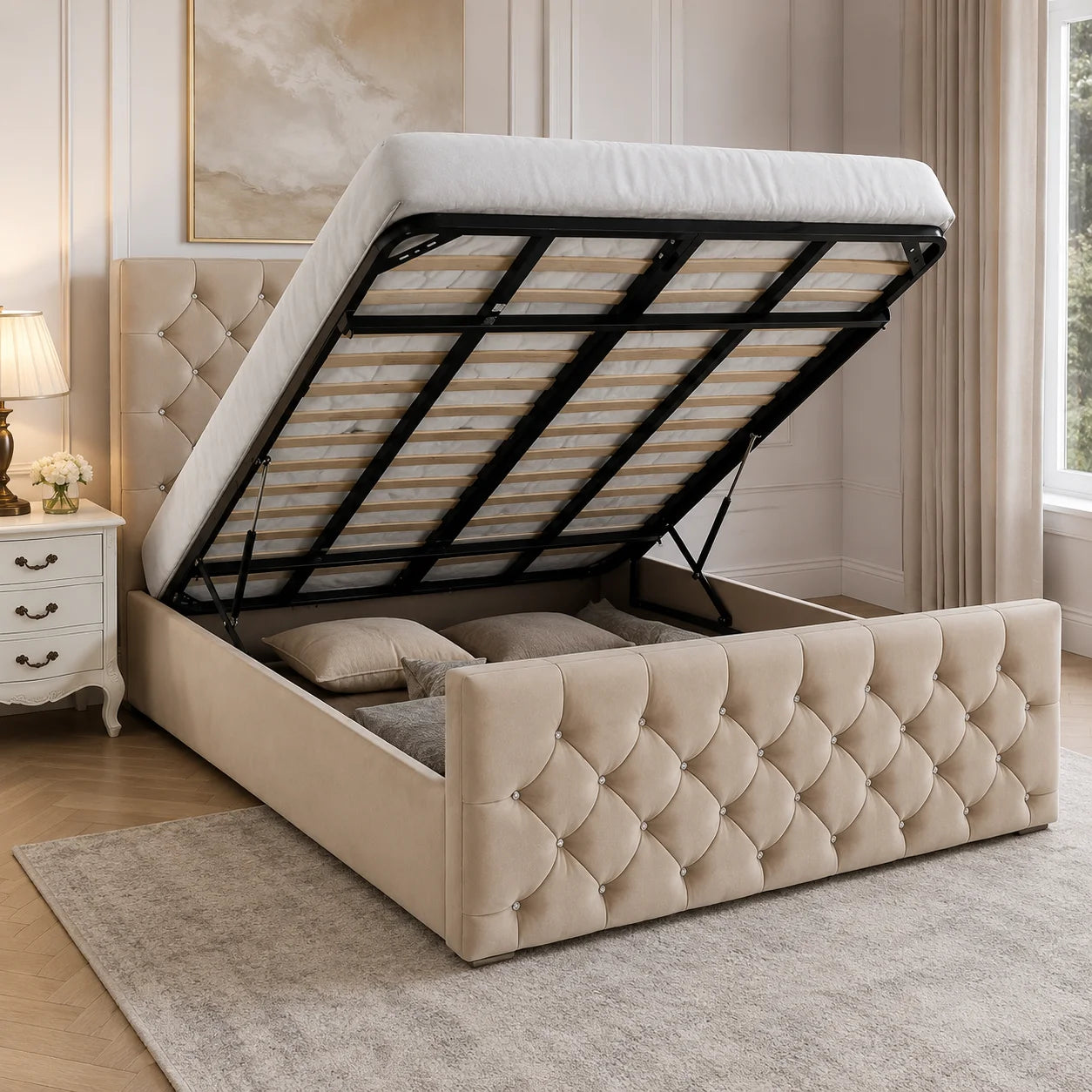 Luxury Bed With Gaslift Storage