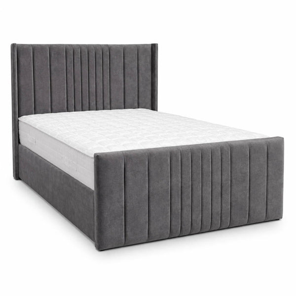 Luxury Frame Bed | Wing Panel Line | Grey | Choose Size, Fabric & Colour