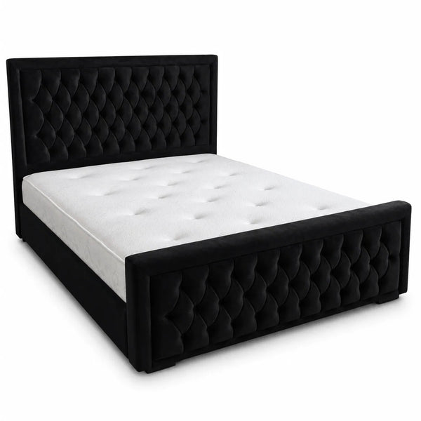 Luxury Frame Bed | Chesterfield | Black | Choose Size , Fabric & Colour