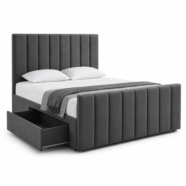 Luxury Divan Bed | Panel Line | Charcoal | Choose Sizes , Colours & Fabrics