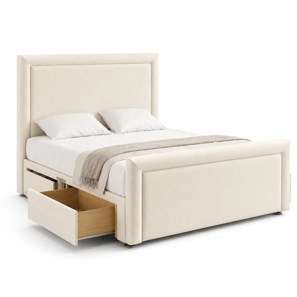 Luxury Divan Bed | Plain Panel | Cream | Choose Sizes , Colours & Fabrics