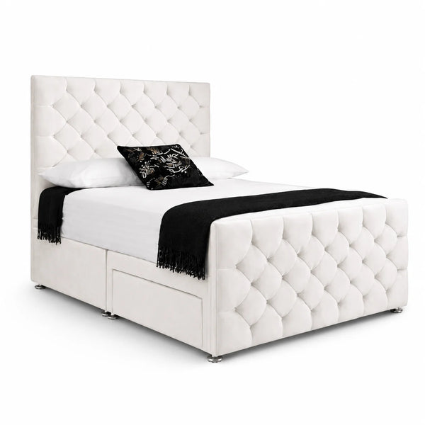 Luxury Divan Bed | Chesterfield | Cream | Choose Size, Colour & Fabric