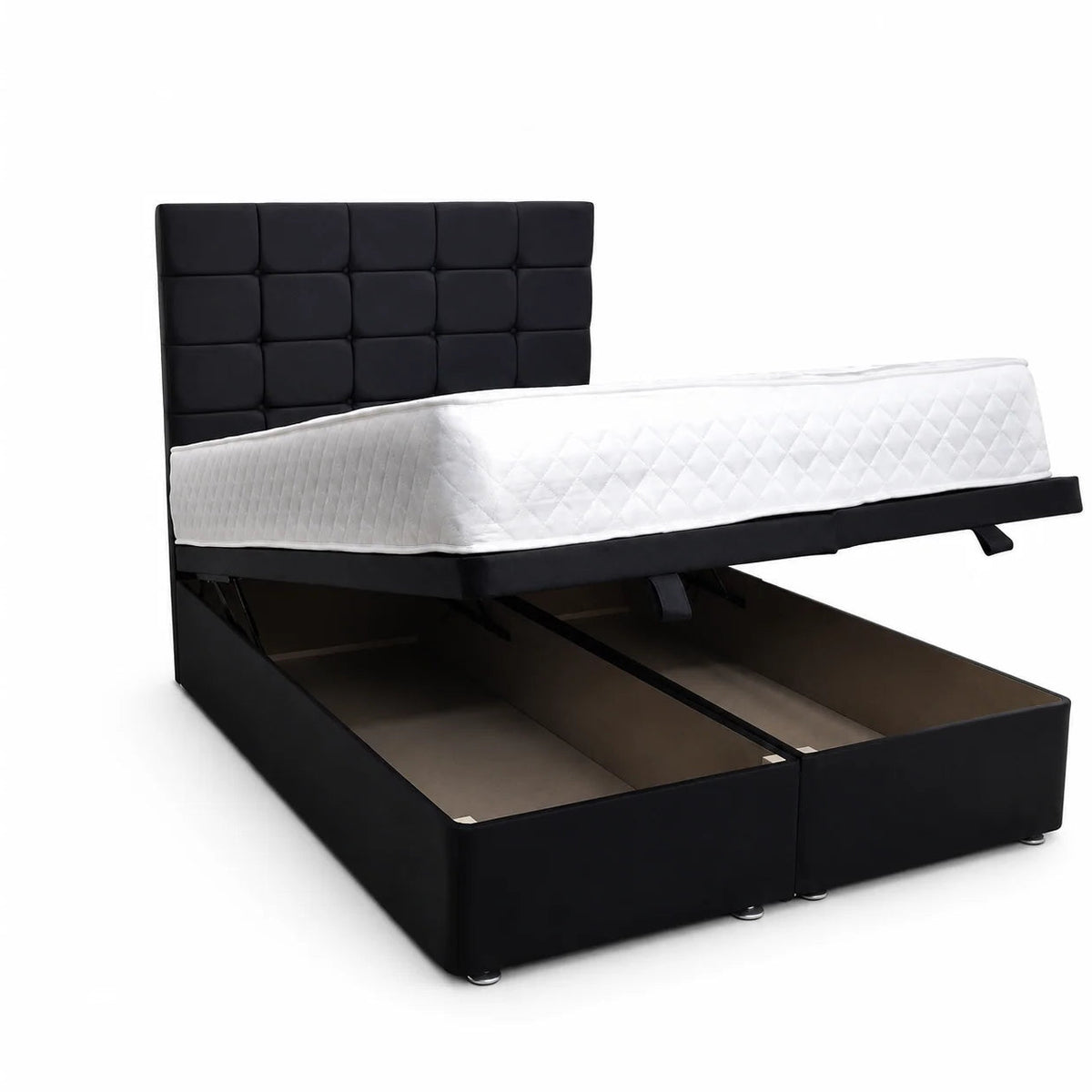 Divan Ottoman Bed | Cube | Gaslift Storage | Black | Choose Sizes, Colours & Fabrics