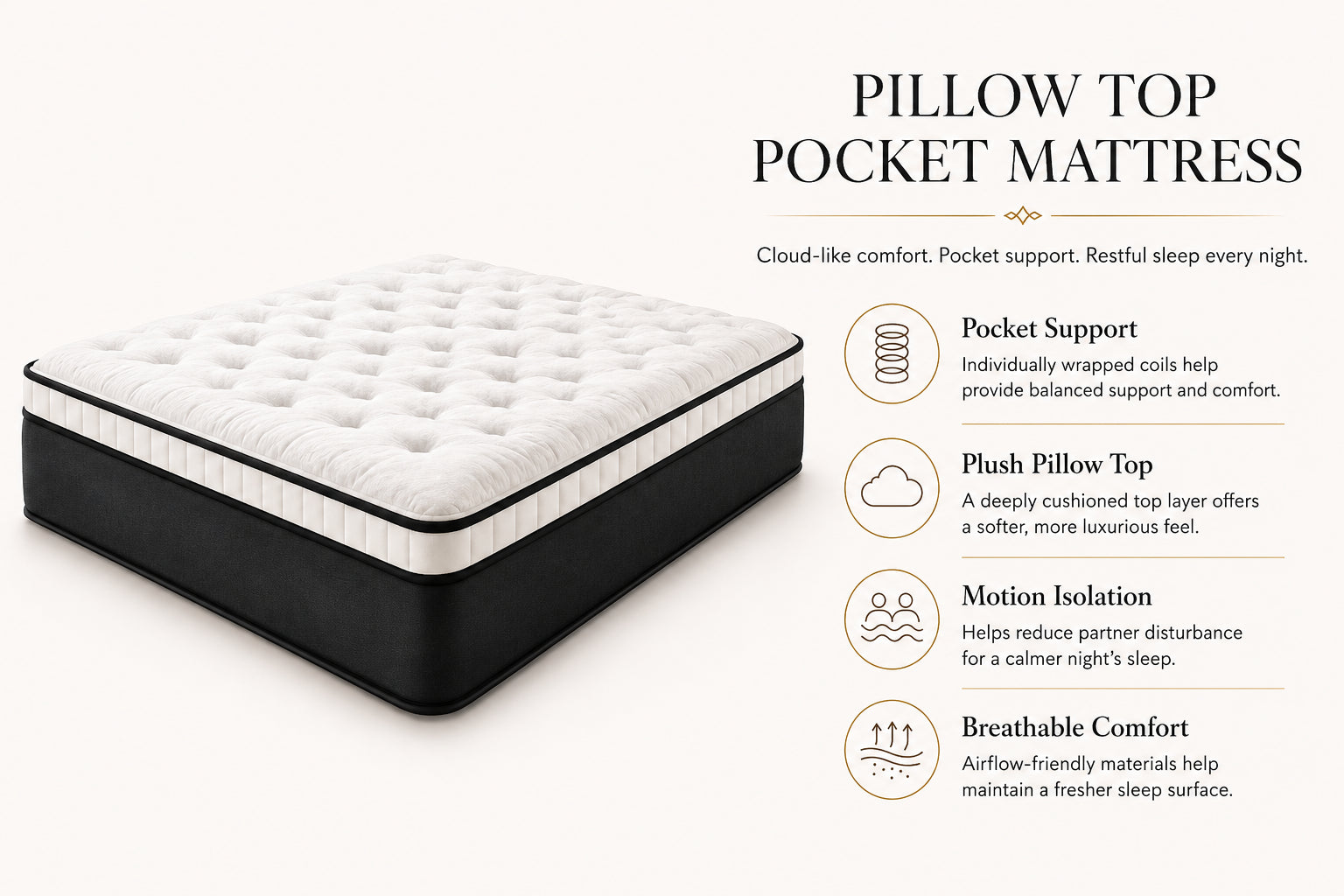 12 INCH PILLOW TOP POCKET MATTRESS