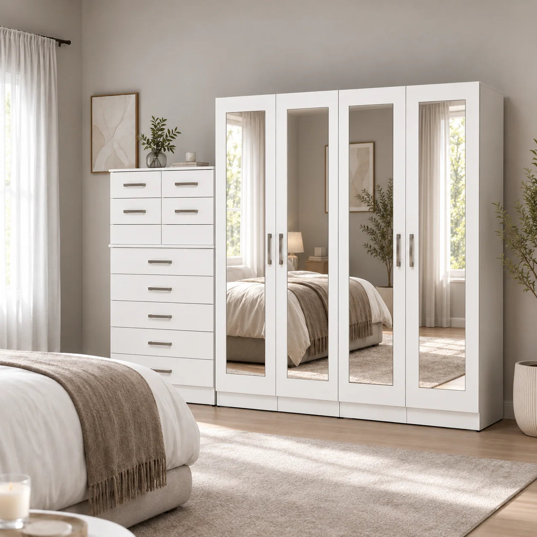Flexible 4-Door Wardrobe Complete Set | Choose Colours