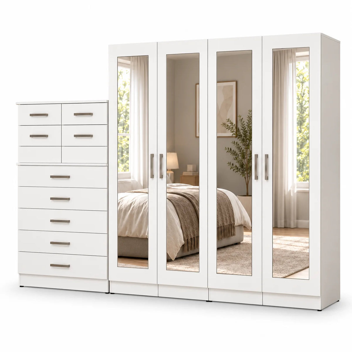 Flexible 4-Door Wardrobe Complete Set | Choose Colours