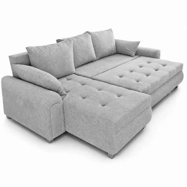 Sofa Bed | Silver Left-Facing Pull-Out Chaise | Choose Colours