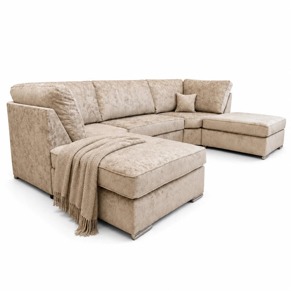 Verona U-Shape Sofa | Gray Fabric | Mini & Large Sizes