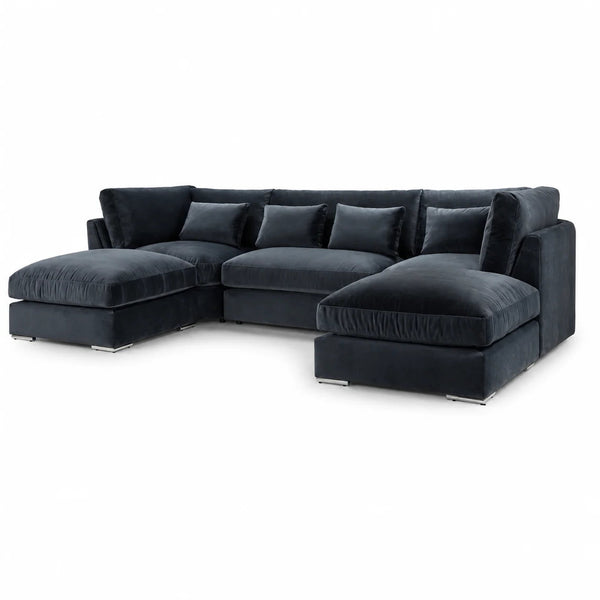 Verona U-Shape Sofa | Gray Fabric | Mini & Large Options