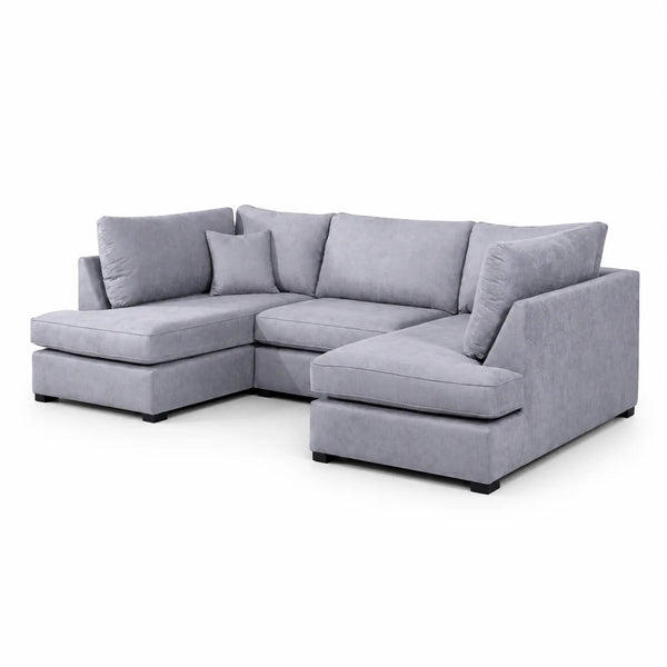Verona U-Shape Sofa | Gray Fabric | Mini & Large Layouts
