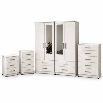 Contemporary 4-Door Wardrobe Complete Set | Choose Colours