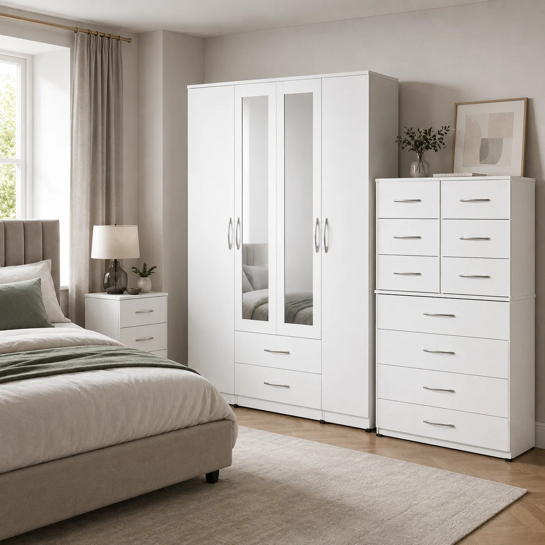 Coordinated 4-Door Wardrobe Complete Set | Choose Colours