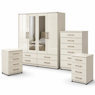 Practical 4-Door Wardrobe Complete Set