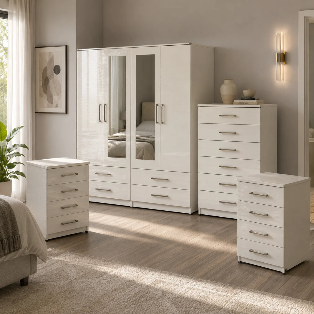 Practical 4-Door Wardrobe Complete Set