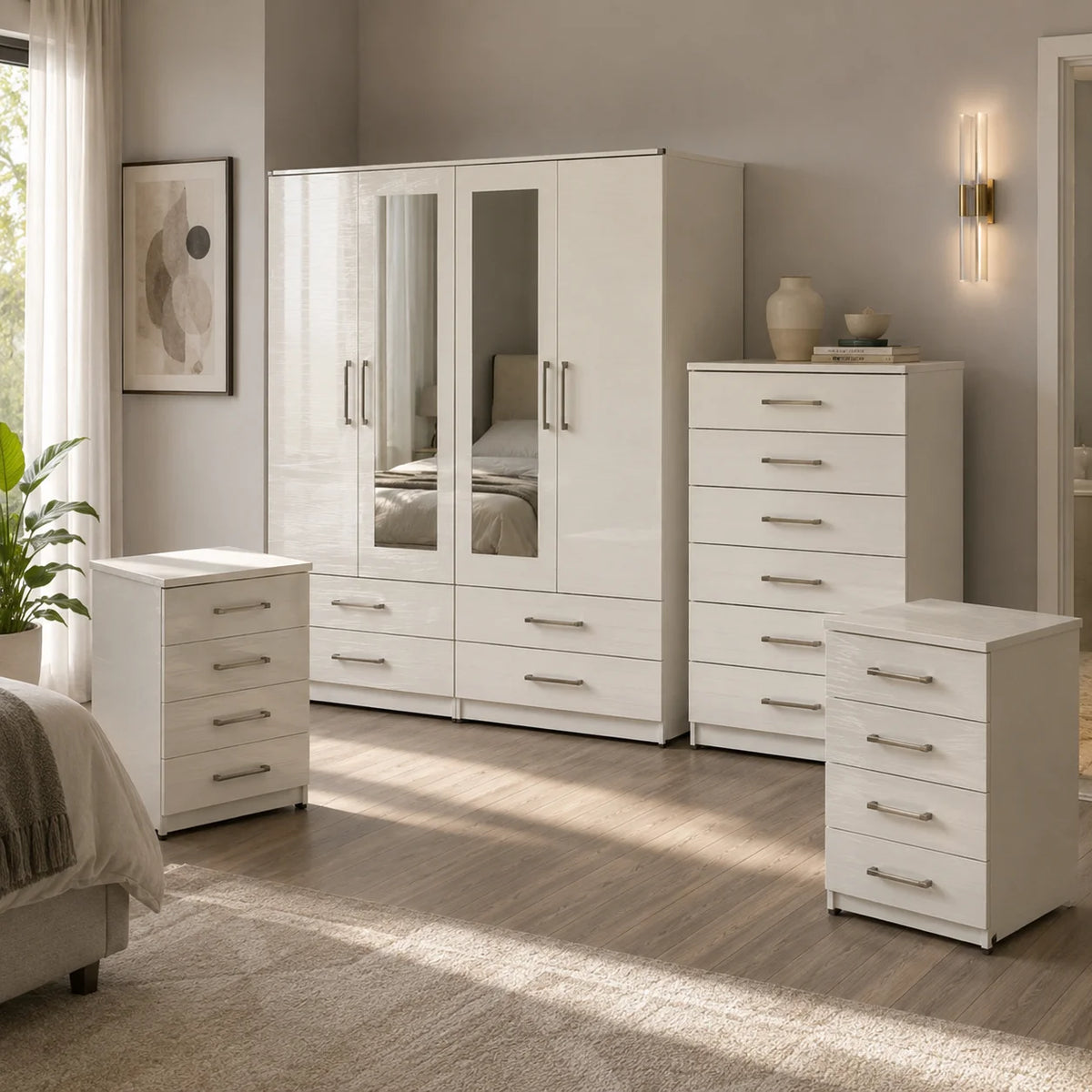Practical 4-Door Wardrobe Complete Set