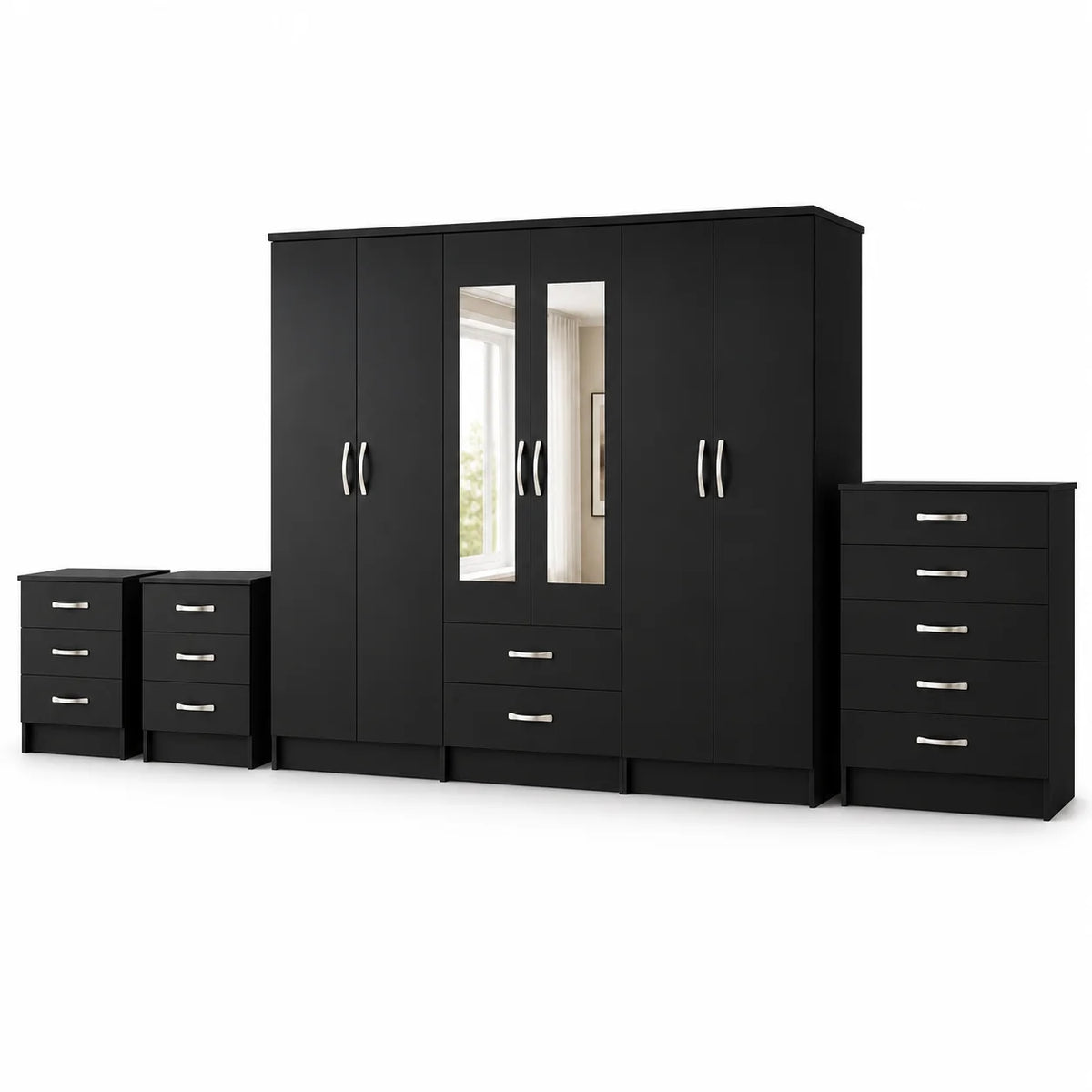Classic 6-Door Wardrobe Complete Set | Choose Colours