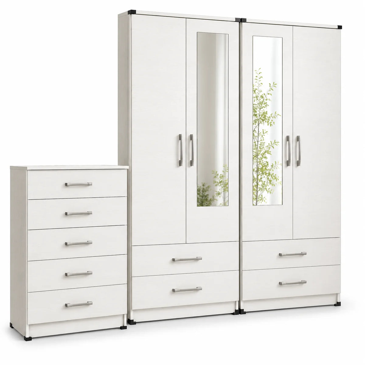 Essential 4-Door Wardrobe Complete Set | Choose Colours